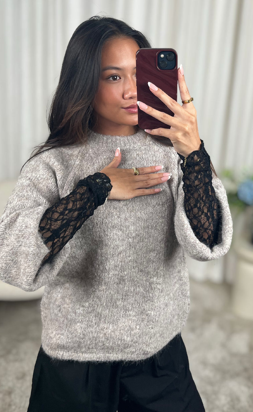 Say INA Copenhagen Bluse - Lily Lace - Black