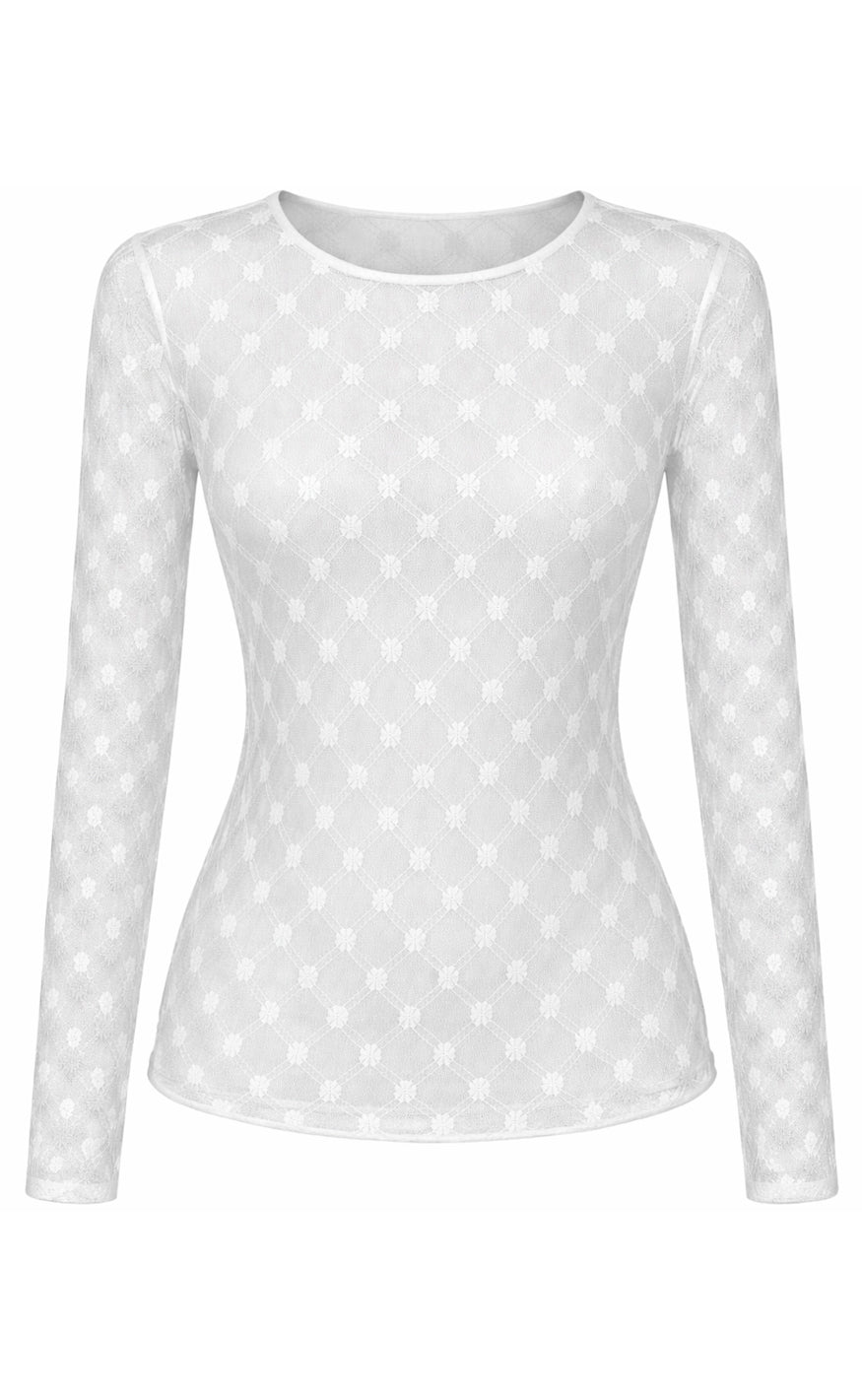 Say INA Copenhagen Bluse - Lily Lace - White Flower Square