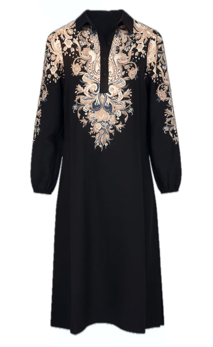 Say INA Copenhagen Kjole - Celeste LS - Black W. Paisley
