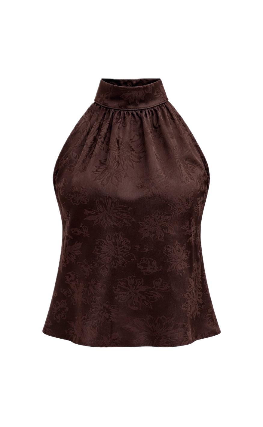 Say INA Copenhagen Top - Malina - Dark Brown Flower