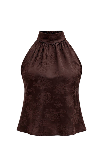 Say INA Copenhagen Top - Malina - Dark Brown Flower