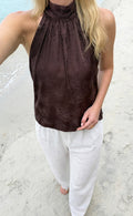 Say INA Copenhagen Top - Malina - Dark Brown Flower