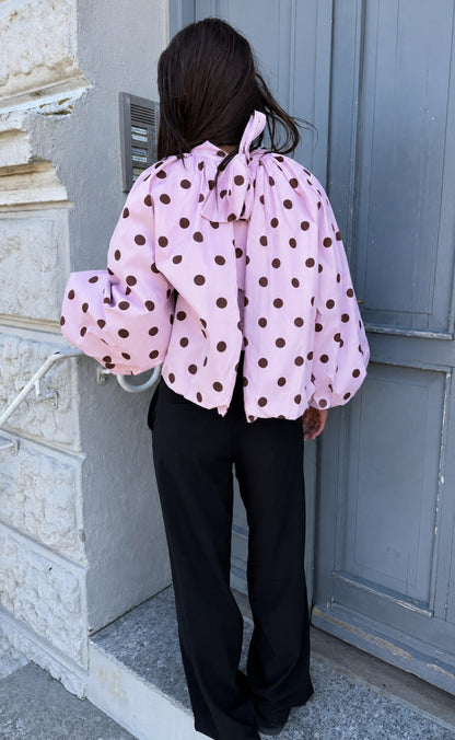 Say INA Copenhagen Bluse - Diana Dot - Pink W. Brown Dots