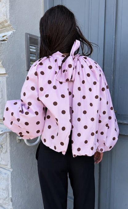 Say INA Copenhagen Bluse - Diana Dot - Pink W. Brown Dots